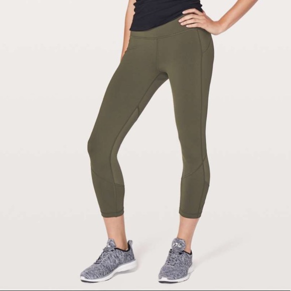 Lululemon Pace Rival Crop Leggings dark olive - Picture 1 of 6